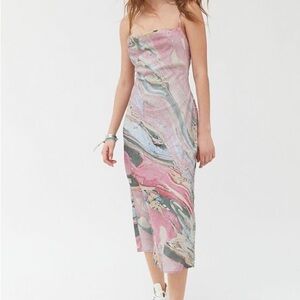 Urban Outfitters Cowl Neck Midi Dress Pink/Grey print S